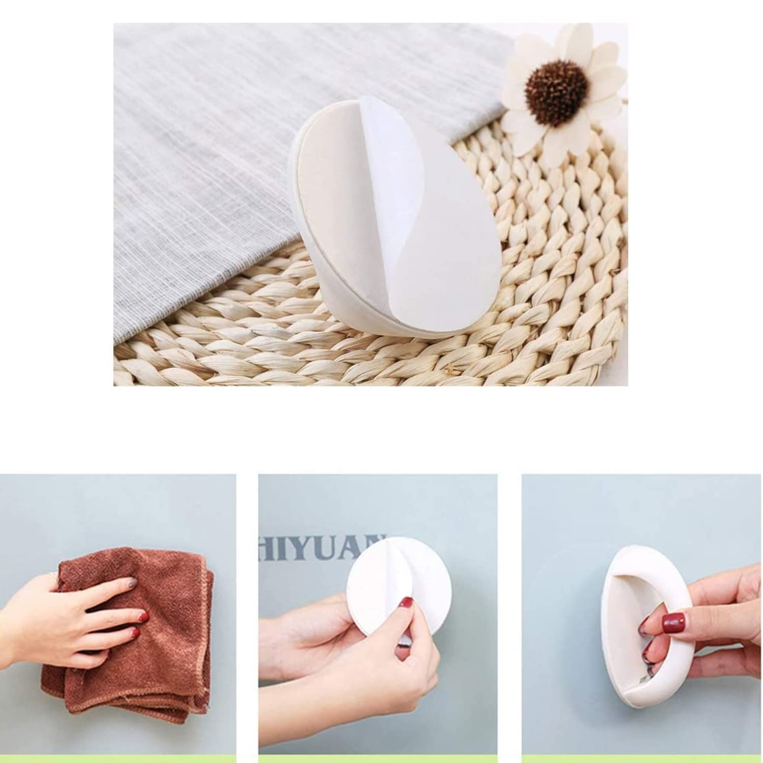 ELUYANI Round Self-Stick Instant Cabinet Drawer Handle Helper Kitchen Cabinet Door Window Cupboards Handle, Sticker Convenient Opening Stick-on Handles, Self Adhesive Handle (Pack of 10) 4
