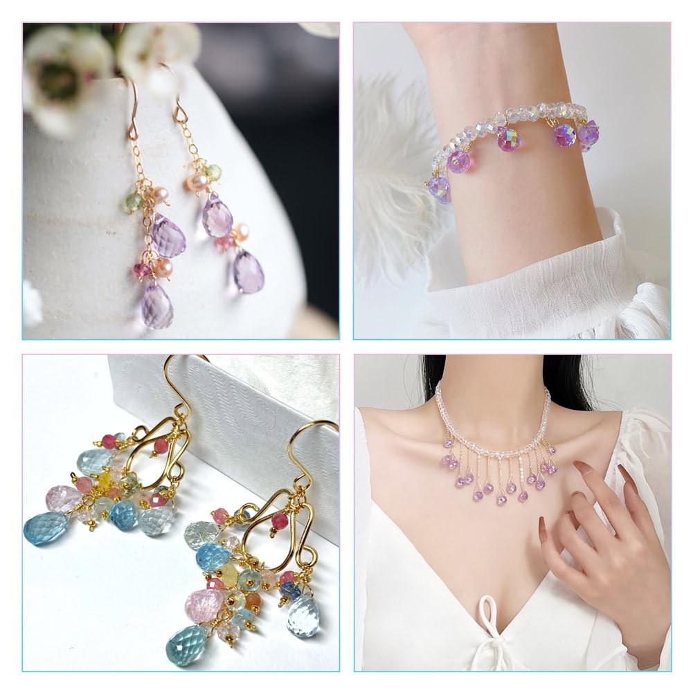 Cheriswelry 50Pcs Faceted Teardrop Glass Beads Electroplated Glass Beads Mixed Color Top Drilled Bead for Jewelry Making DIY Crafts - Image 3