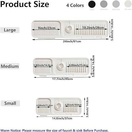 Miniatura 9 de Protector de fregadero de silicona, protector contra salpicaduras, bandeja colectora de goteo, soporte de esponja, se adapta al tubo de grifo de 2.5