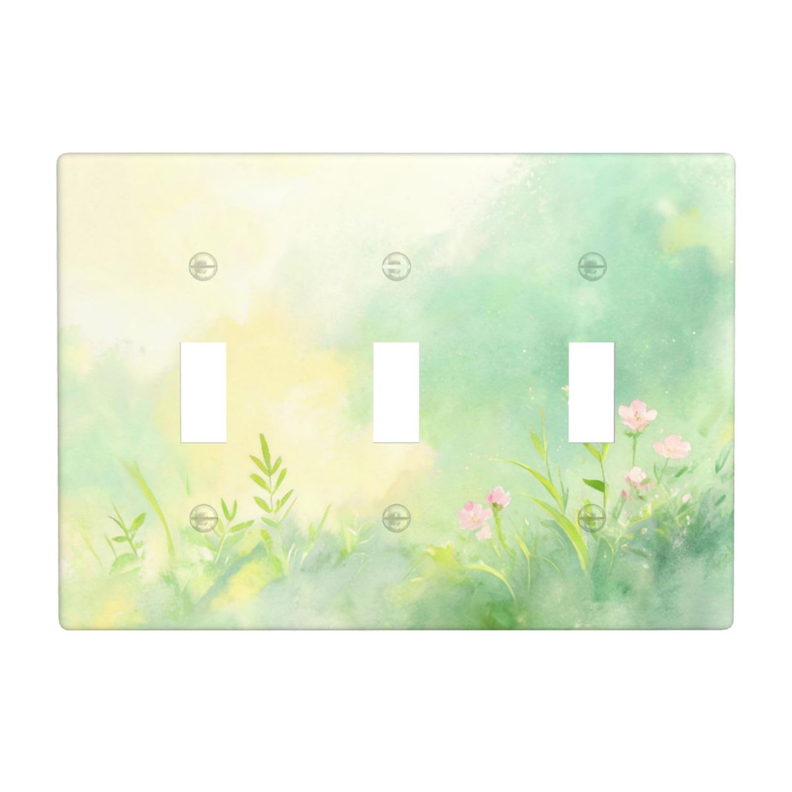 Sage Yellow Pattern 3 Gang Switch Plate Cover-Unbreakable Polycarbonate Wall Plate, Heat Resistant Toggle Switch Decor for Home