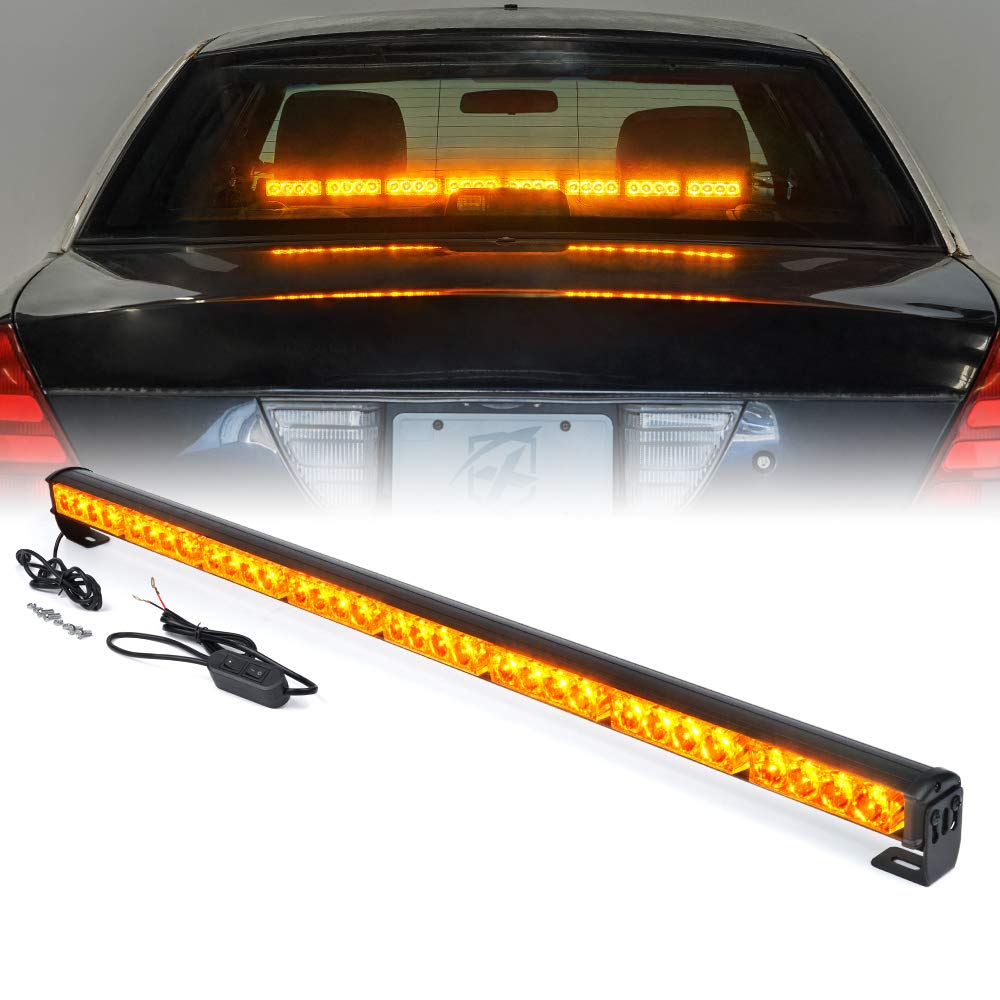 Xprite Amber Yellow 35.5" 32 LED 7 Modes Traffic Advisor/Advising Emergency Warning Vehicle Strobe Top Roof LED Light Bar