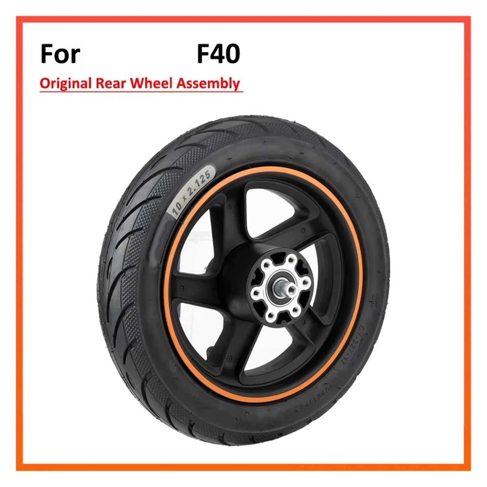 Roue arrière Compatible avec Les Scooters électriques Ninebot F20, F30, F40, F40D et F40E, moyeu ABS avec Chambre à air et pneus(Orange Color)