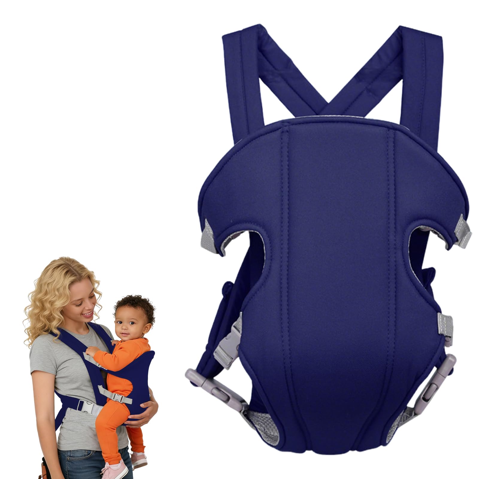 Mochila Portabebés para Bebe,Portabebés Recién bebé Pequeños,Mochila Portabebé Multifunción Para 3.5-15 Kg Recién Nacidos y Bebés (Azul marino)