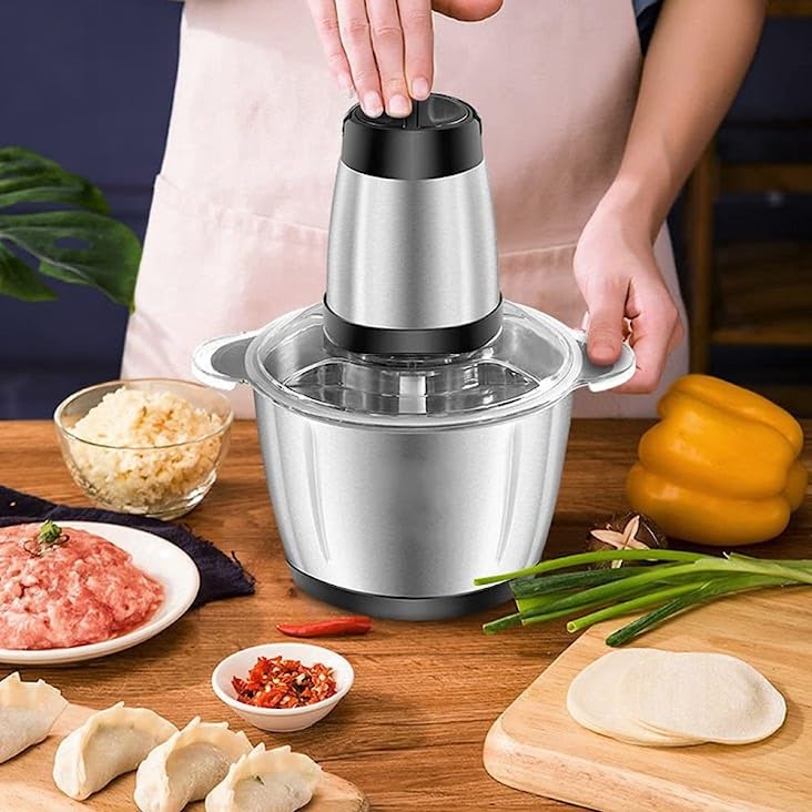 V TRIVYOM Food Processor – 2 Liters Heavy Duty Stainless Steel Vegetable Food Chopper – 2 Speed for Vegetable Kitchen Cutter Medium Super Powerful Chopping Grinding for Meat, Onion, Fruit & Nuts-image-16