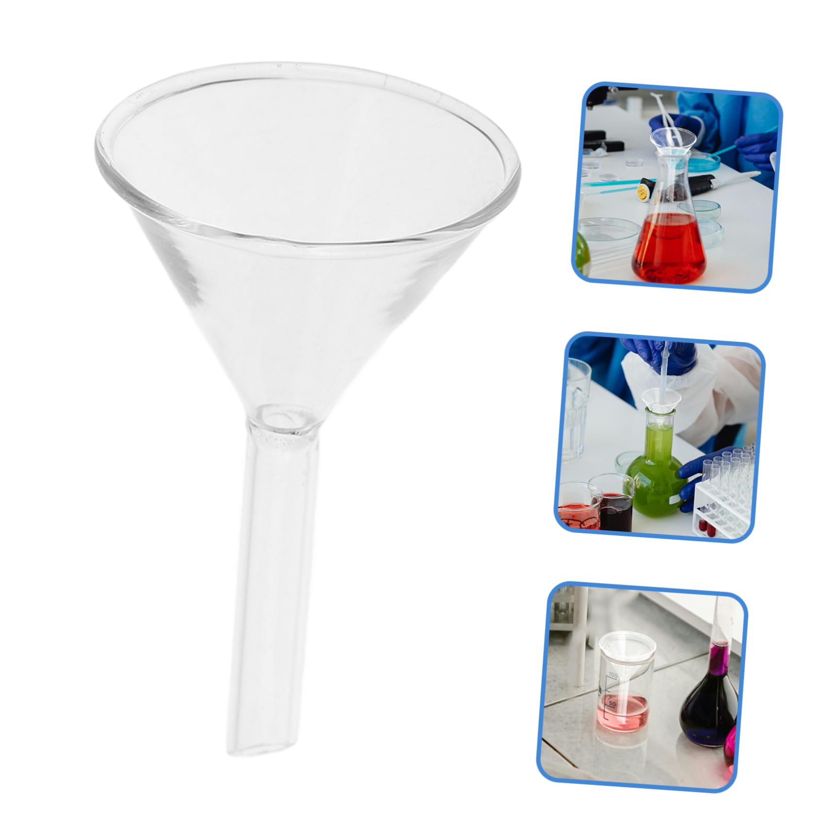SOLUSTRE 12piezas Embudo De Vidrio Transparente Embudos De Laboratorio Boca Ancha Para Transferir Líquidos y Excelente Visibilidad y Diseño Robusto