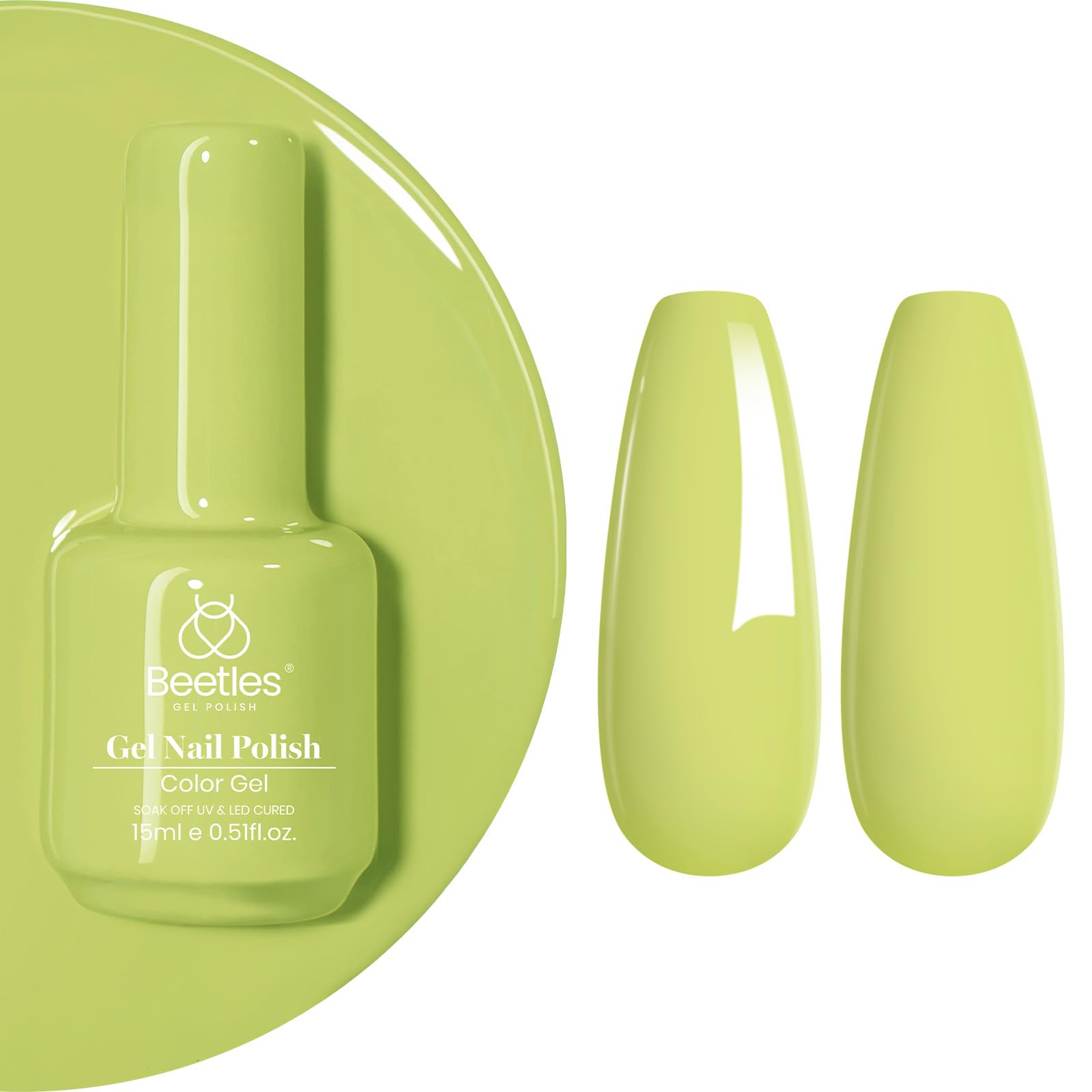 Beetles Gel Nail Polish Fresh Pistachio 15ml/0.51Fl Oz | Light Green Neon Lime Color for Summer Nails - main product image