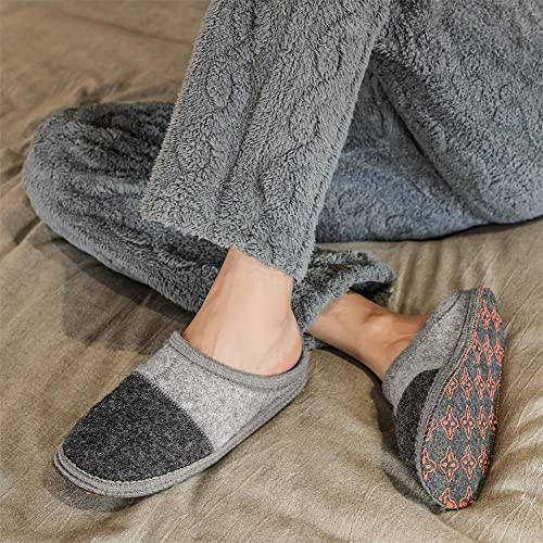 Image of LE KAPMOZ Men's Boiled Wool House Slippers Breathable Winter Warm Slip on Mules Indoor /Outdoor Slipper for Women Two Tone Cap Toe Clog