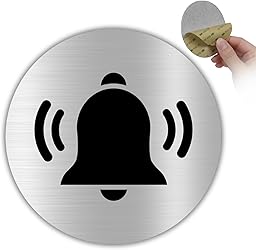 LEIASA | Cartello Campanello Porta - Ø 10 cm - Alluminio - Targa Campanello Casa - Adesivo Pulsante Citofono - Segnale Circolare Elegante - Placca Resistente - Grosor 0.8mm - (Campanello)
