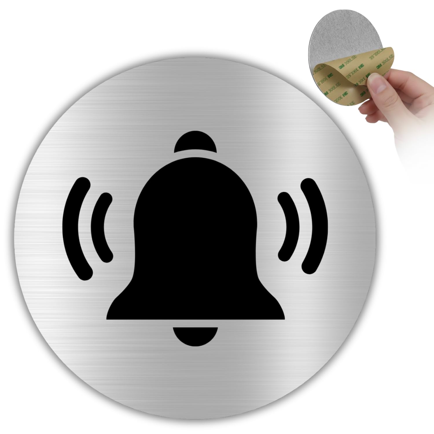 LEIASA | Cartello Campanello Porta - Ø 10 cm - Alluminio - Targa Campanello Casa - Adesivo Pulsante Citofono - Segnale Circolare Elegante - Placca Resistente - Grosor 0.8mm - (Campanello) - 1