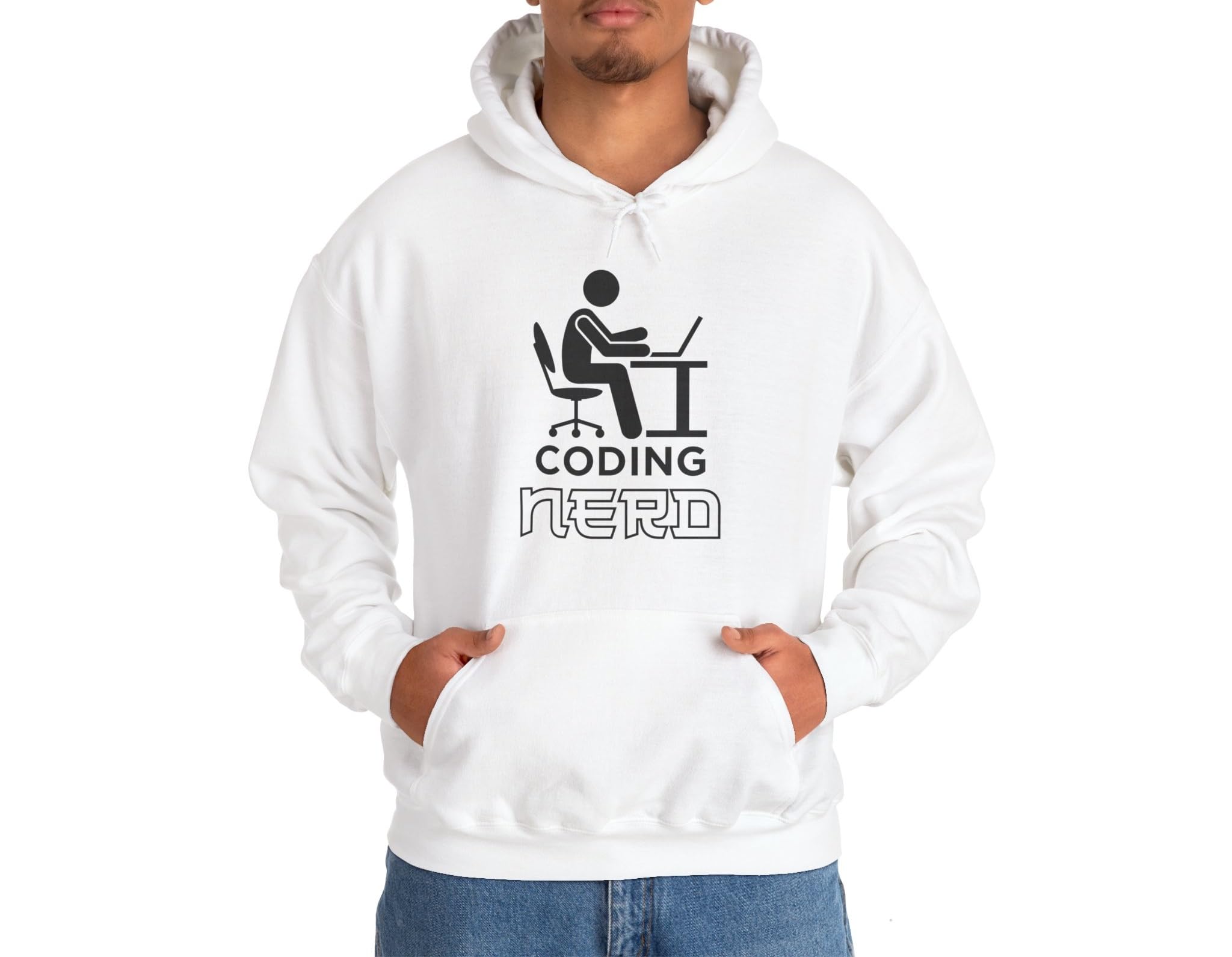 MISHARENCoding Nerd Hoodie Mens Women Unisex Heavy Blend Black Hooded Sweatshirt, Plain Blank Hoodie Wholesale Bulk, Plain Hoodie, Blank Hoodie