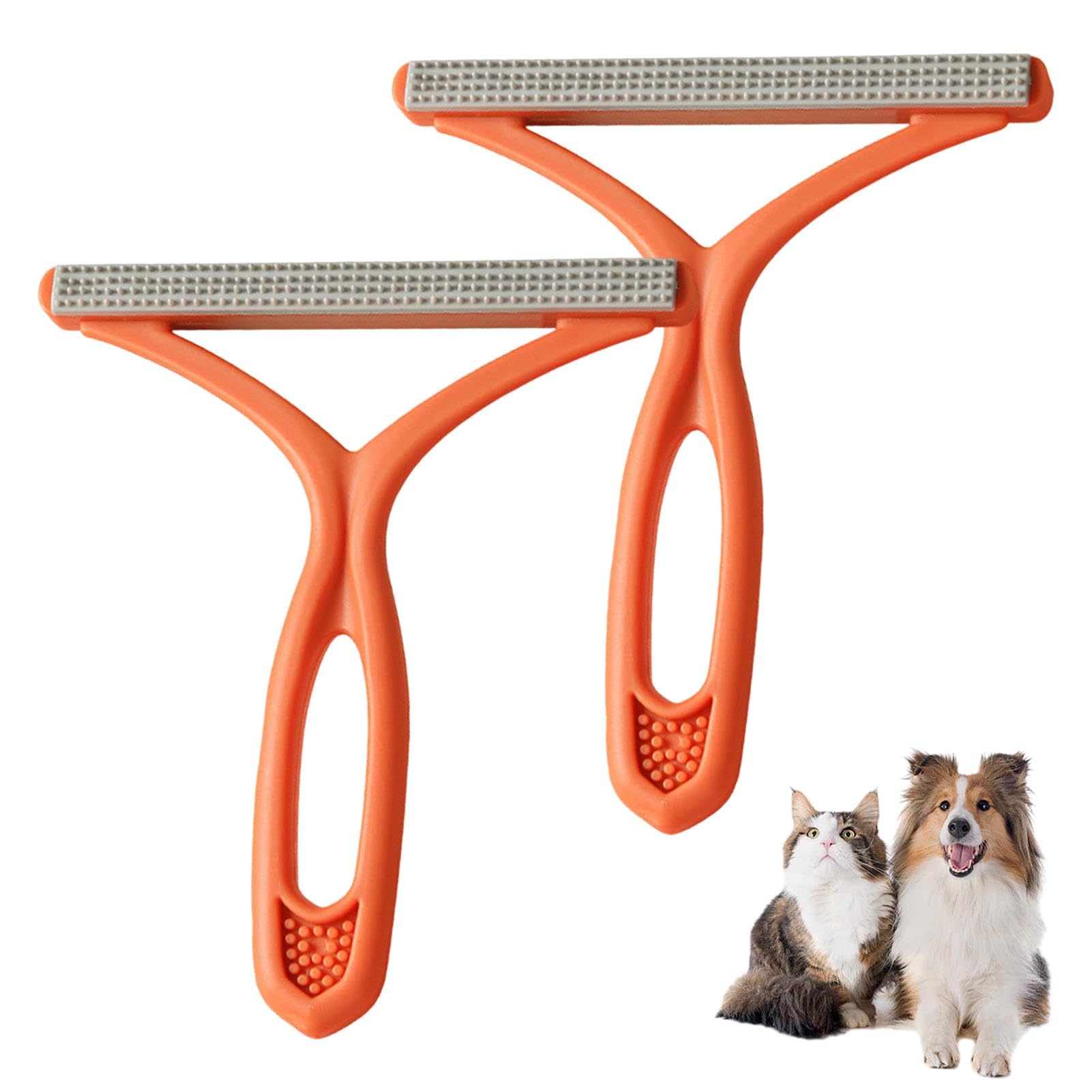 2Pcs Pet Hair Remover,Double Sided Plastic Dogs Cat Fur Scraper Tool,Non-Damaging Portable Pets Lint Remover Carpets Rake Removal Dog Hair Carpet Scraper for Clothing,Furniture,Couch,Carpet,Sofa - 2