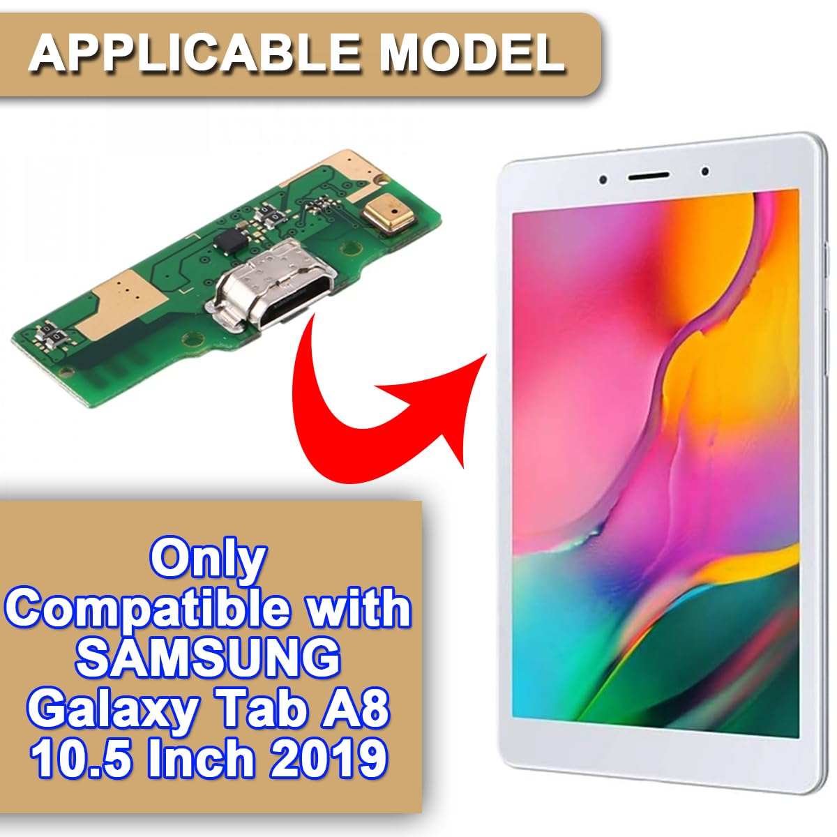 Remplacement du Port de Charge pour pour Galaxy Tab A 8.0 2019 T290 T295 SM-T290 SM-T295 Microphone Dock USB Connecteur Flex Cable Cable Board Pièce avec tournevistes