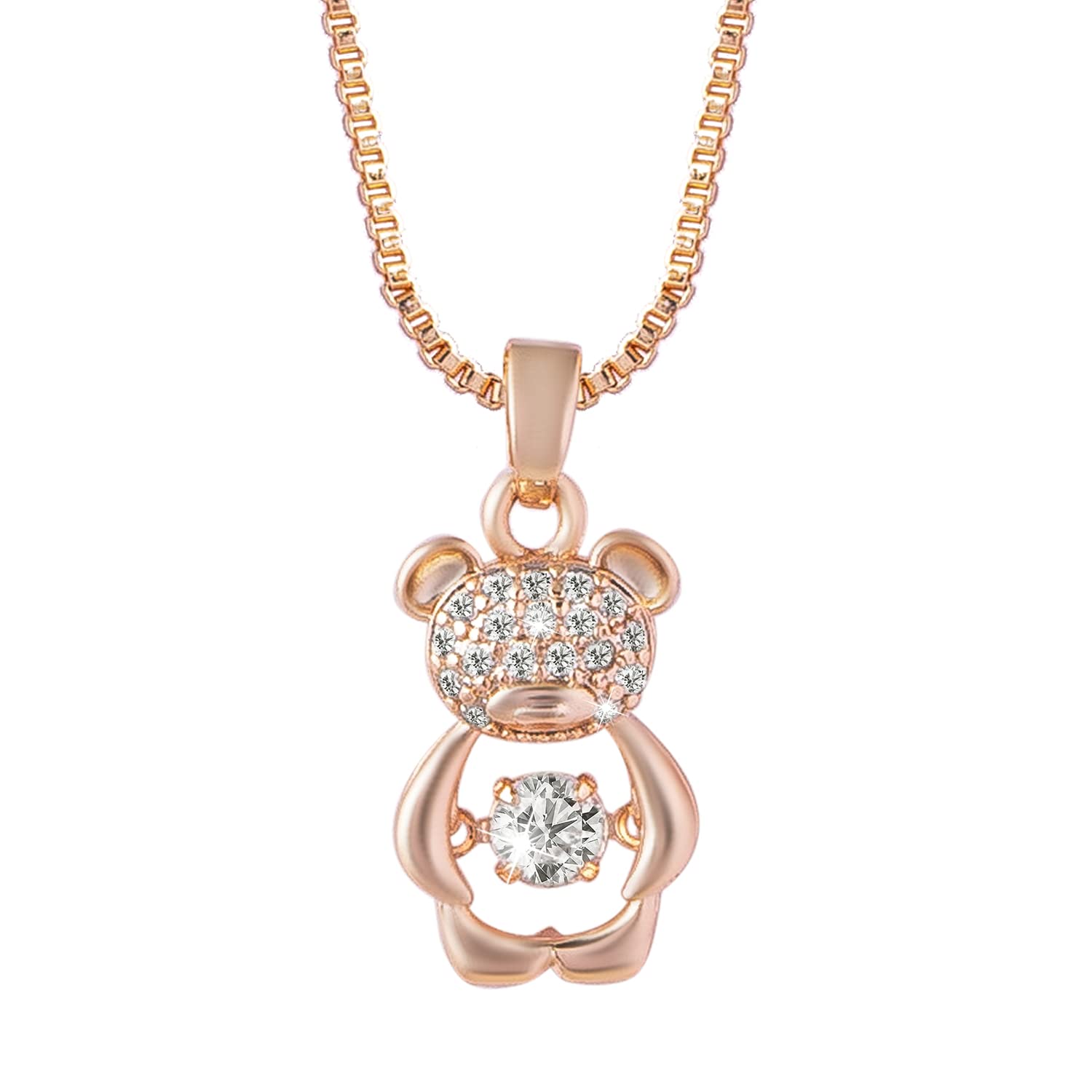 Shining Jewel RoseGold Plated Western CZ, Crystals & AD Teddy Bear Design Pendant Necklace for Women (SJN_135) (B0BHT6H8DL) Amazon Price History, Amazon Price Tracker