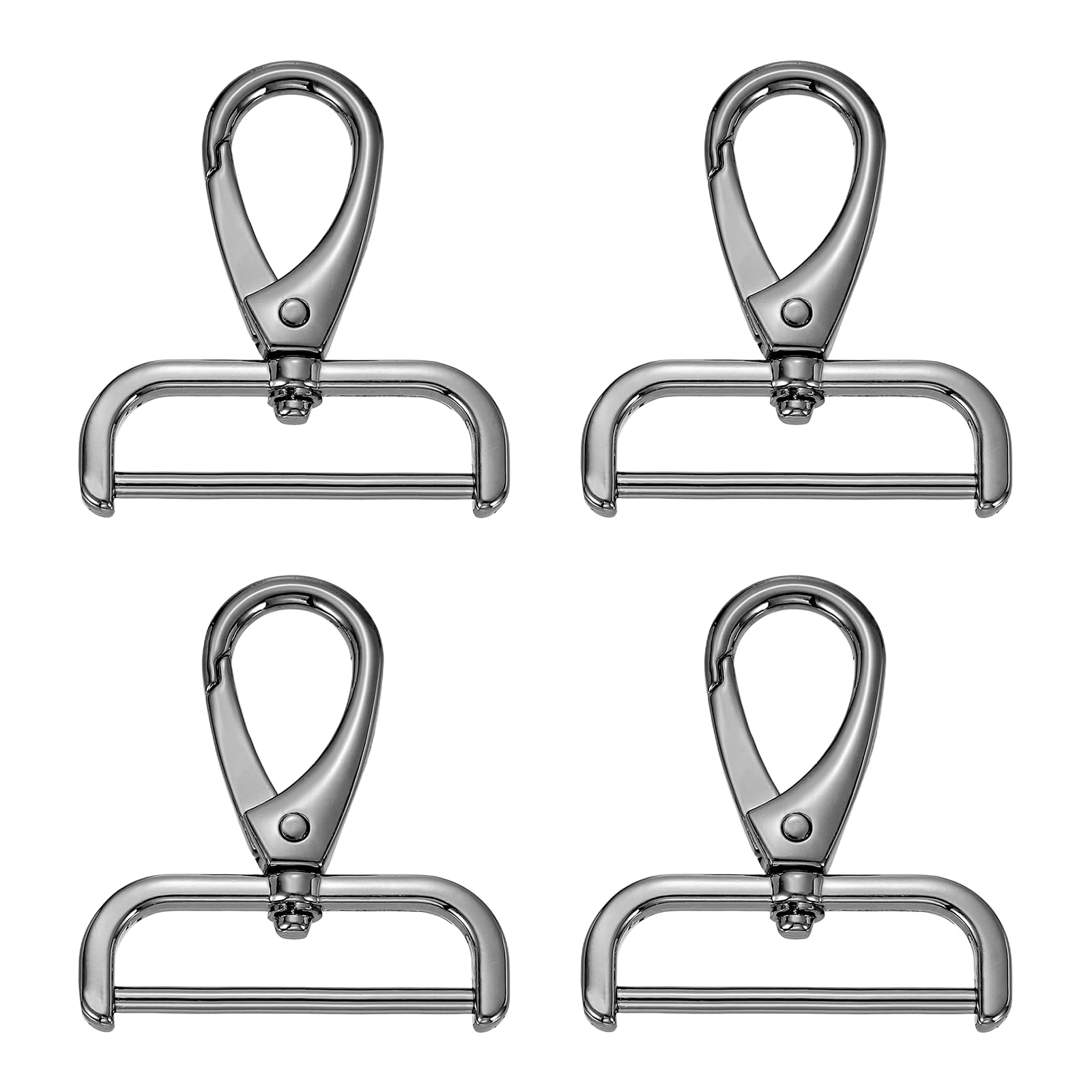sourcing map 4pcs Detachable Snap Swivel Hook Clasp 1 1/2" (38mm) Zinc Alloy Lobster Claw Clasps for Keychain Lanyard Purse DIY Purse Strap, Gun Black