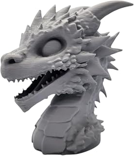 Baby Dragon Bust – Fierce Fantasy Hatchling Sculpture with Scaled Texture & Open-Jaw Pose – Cute Collectible Display – 3D Printed in Canada