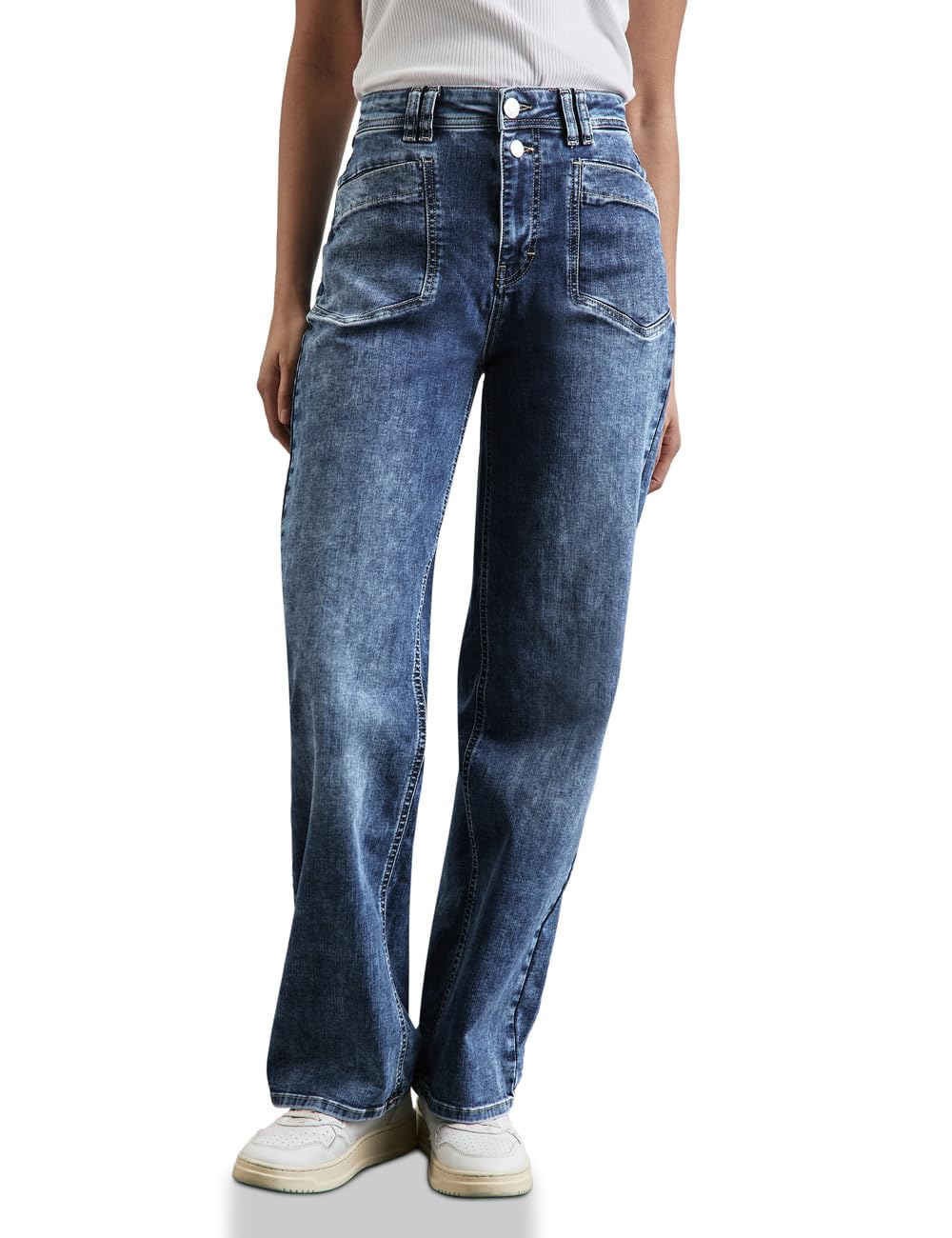 Street ONE Damen Style Denim-Wide Leg,Loosefit,hw,Wideleg,mid Blue A378403