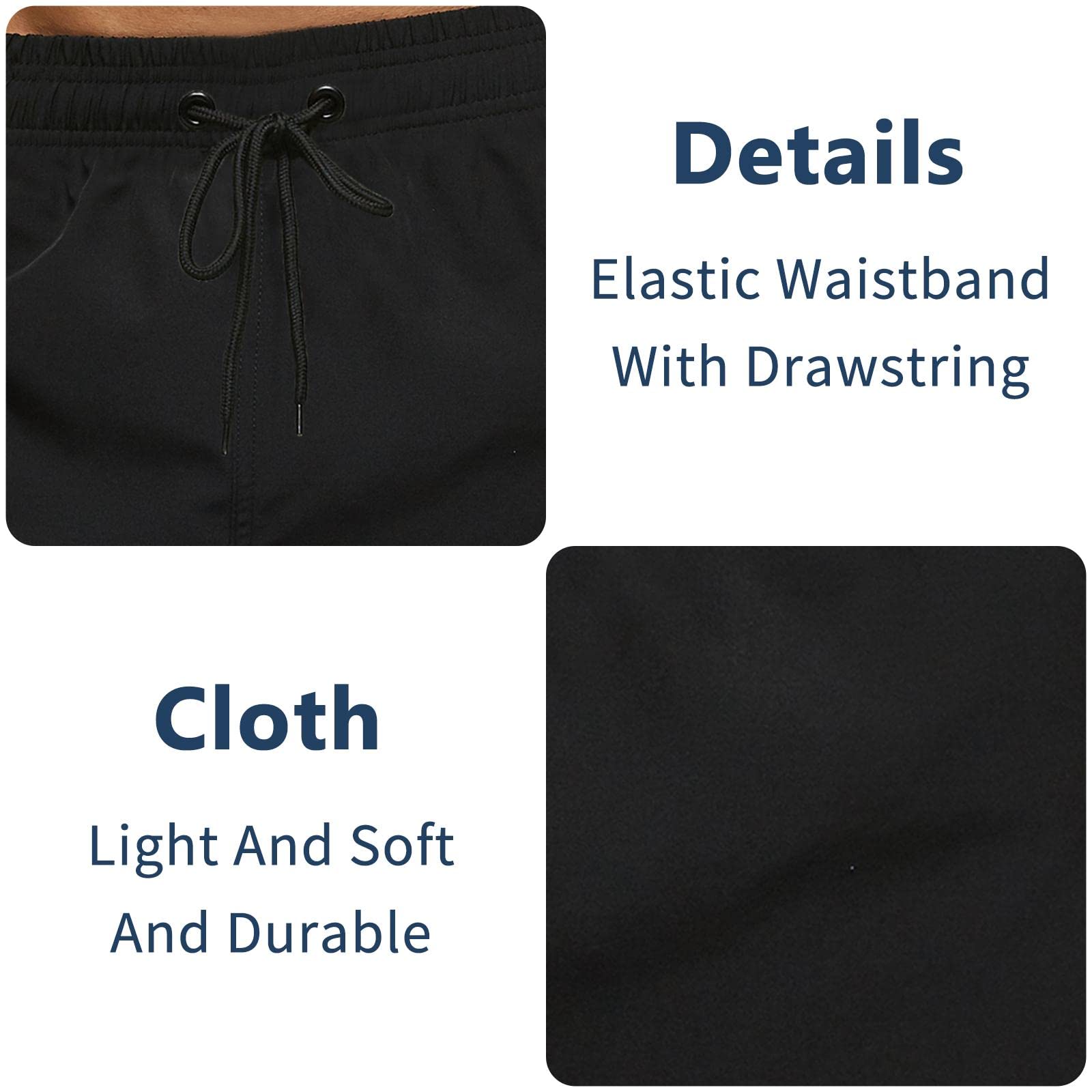 EDOTON Bañador Hombre para Hombre con Bolsillo con Cremallera Impermeable de Secado Traje de Baño Rápido Pantalones Cortos de Baño con Cordón Ajustable