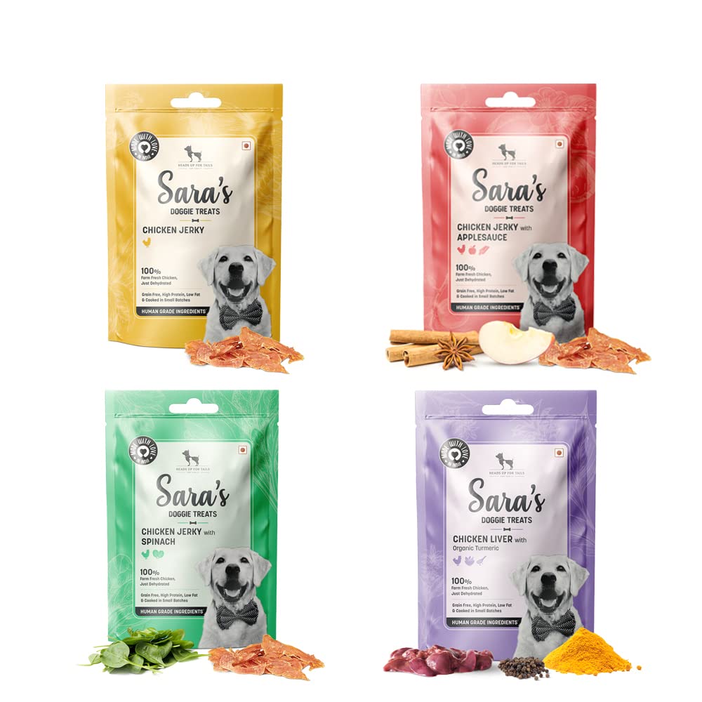 Combo of Saras Dog Treats - Chicken Jerky with Applesauce, Chicken Jerky with Spinach, Chicken Jerky and Chicken Liver with Organic Turmeric - Combo of 4 (B09YCVLG4P) Amazon Price History, Amazon Price Tracker