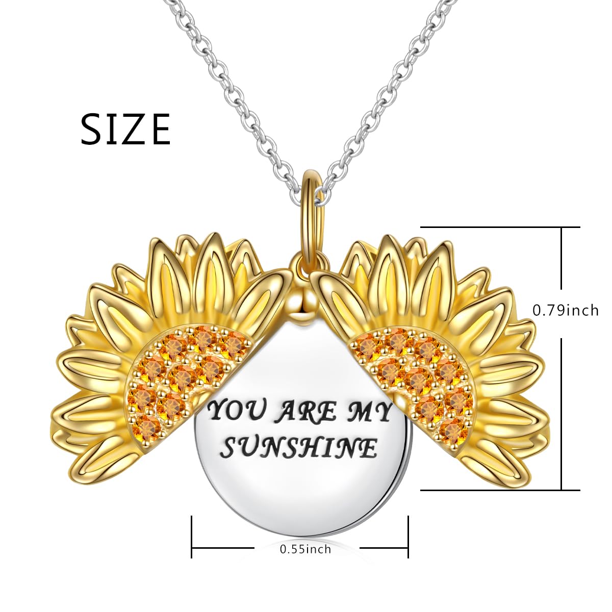Collana con ciondolo in argento Sterling con ciondolo a forma di girasole, con ciondolo a forma di girasole, gioiello per donne e ragazze, Argento sterling