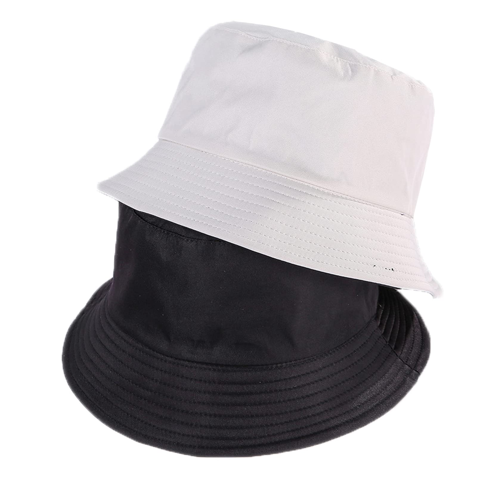 B-Hot Women's Black/Beige Bucket Hat Summer Reversible Fisherman Hats Foldable Cotton Beach Cap Sun Protection For Holidays School Sport