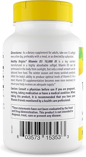 Miniatura 10 de Healthy Origins Vitamina D3Geles 10 000Lanolina geles 360unidades HlthyOrign-1420181 1 1