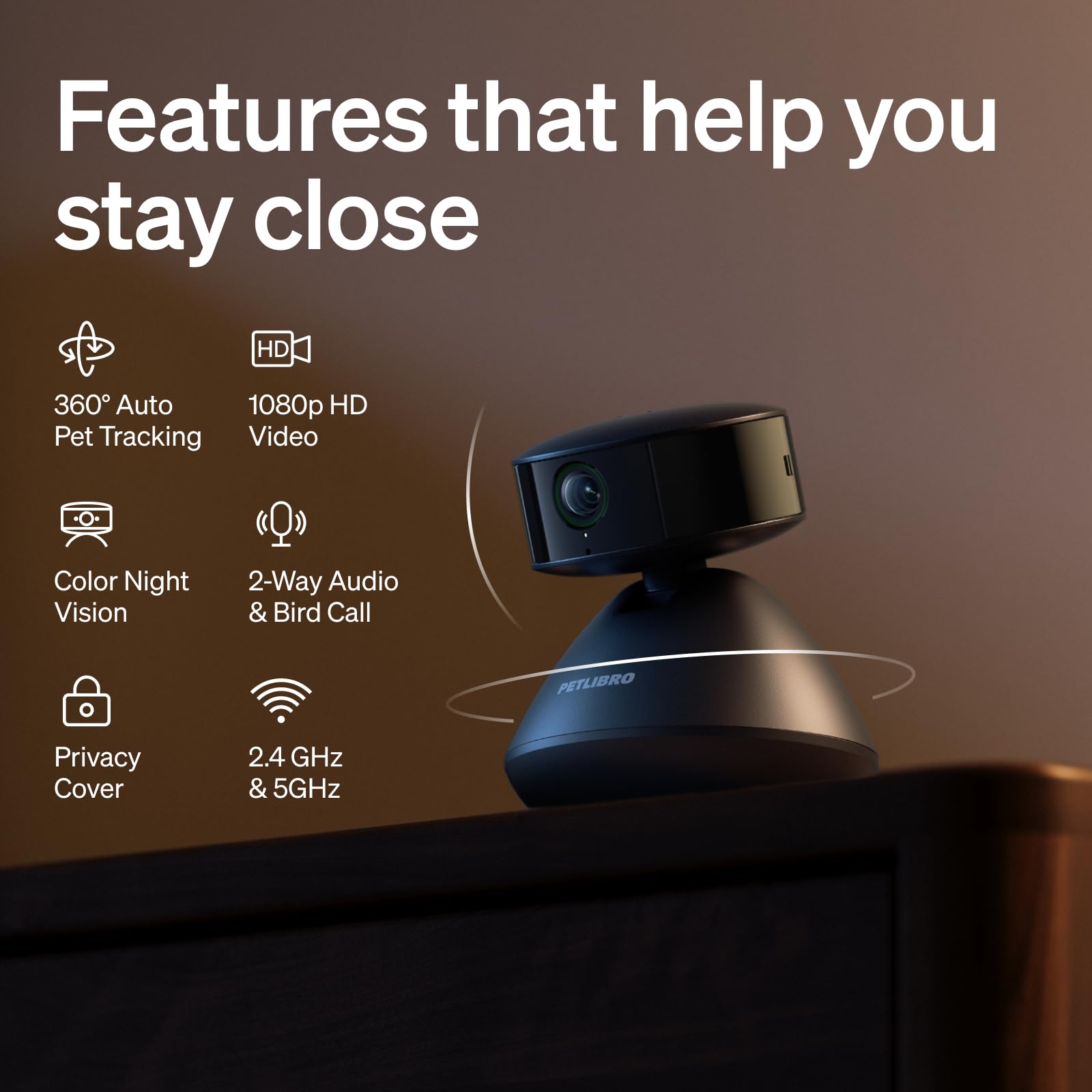 PETLIBRO Dog Camera with Phone App, 360° Auto Tracking Pet Camera Indoor with Phone App for Home Alone Pets, Cat & Puppy Camera with 2-Way Audio, Night Vision, Indoor Camera WiFi view 5