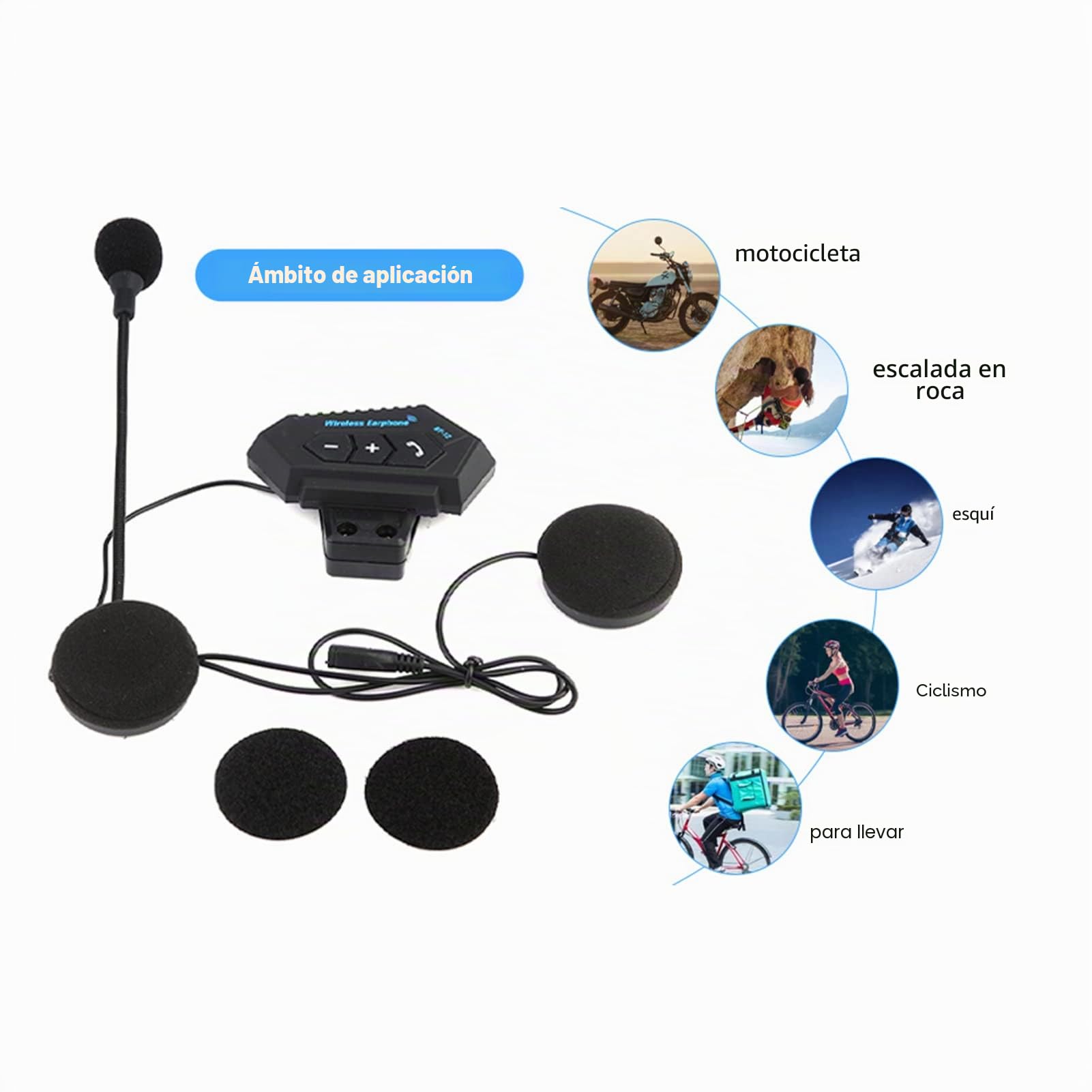 BuyWeek Intercomunicador Bluetooth Auriculares Casco Moto, Bluetooth V5.0 Soporte para Llamadas con Manos Libre