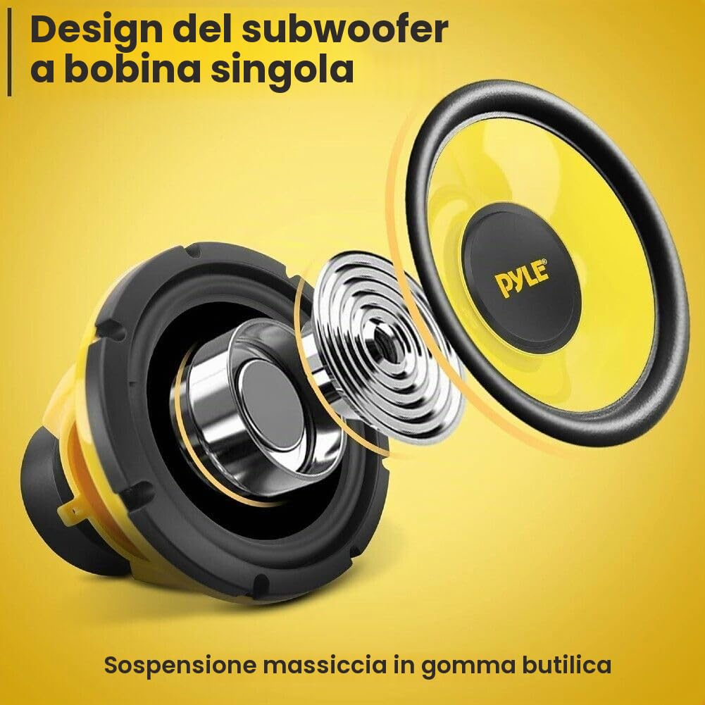 KIT SET PER PYLE PLG81 1 altoparlante woofer midbass da 20 cm 200 mm 8" di diametro, 200 watt rms 400 watt max, 4 ohm, sospensione in gomma, per auto, 1 pezzo