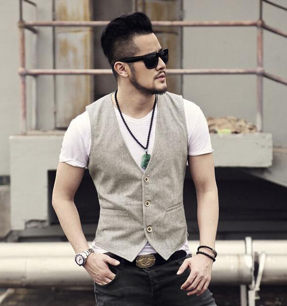 Gilet estivo da uomo in cotone casual per matrimonio