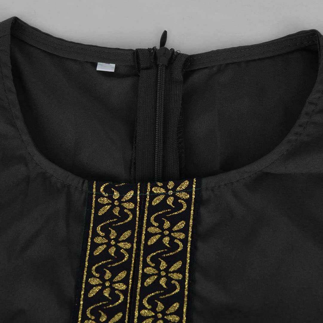 Vestido Musulmán Mujer Túnica Oración Lisa Ropa Islámica Estampada Ramadán Jilbab Negro M