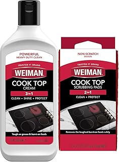 Weiman Ceramic and Glass Cooktop Cleaner - Heavy Duty Cleaner and Polish (10 Ounce Bottle and 3 Scrubbing Pads)