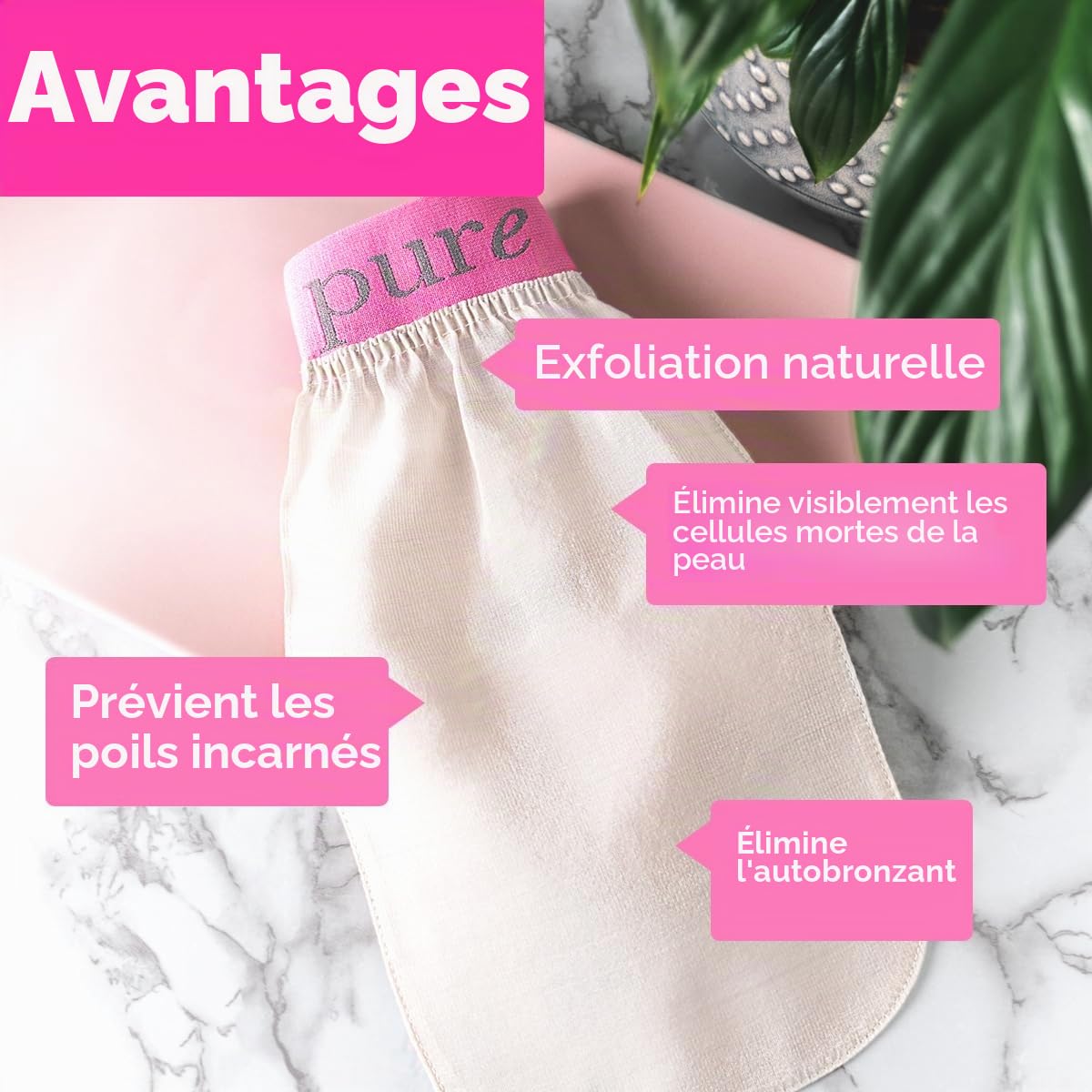 âme pure® So Silky Mitt™ Gant exfoliant en soie pure pour le corps - Gant pour peau lisse - Hammam