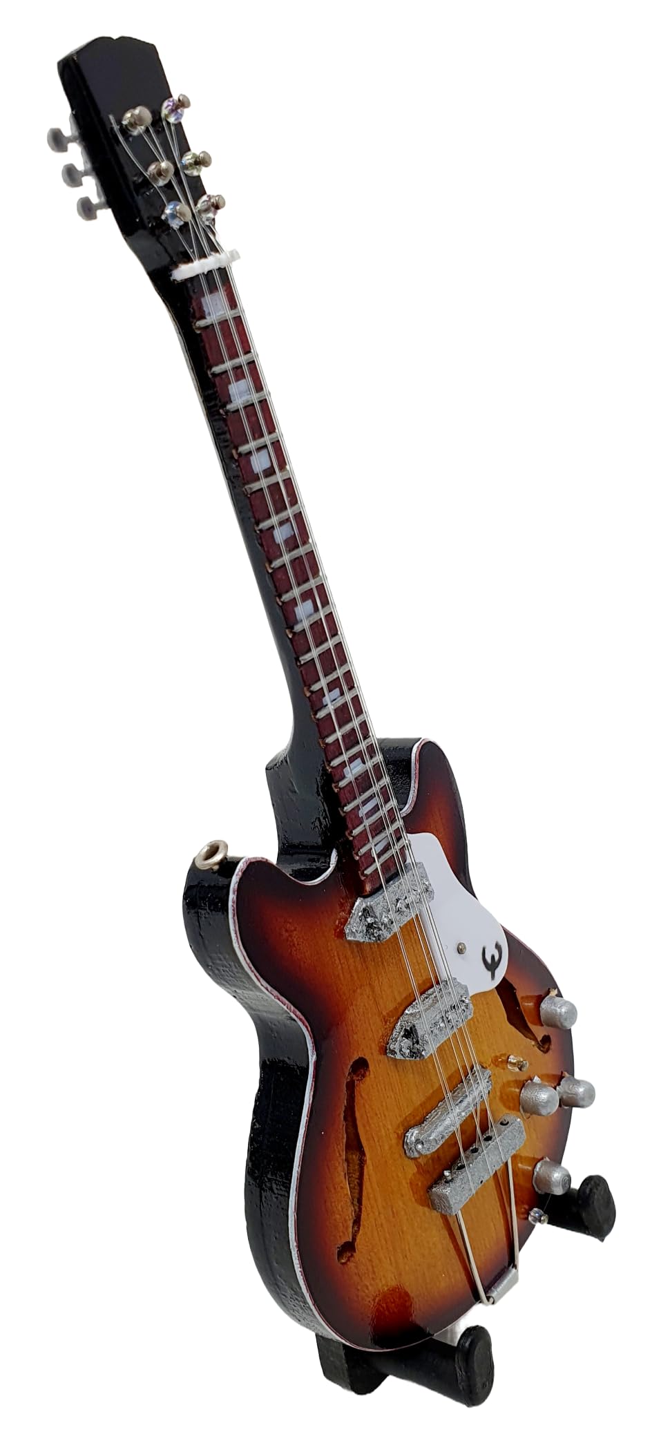 Rockstar BMG0014 Guitare électrique miniature Epi Casino en bois faite et peinte à la main Cadeau pour musiciens et collectionneurs Taille 15,5 cm