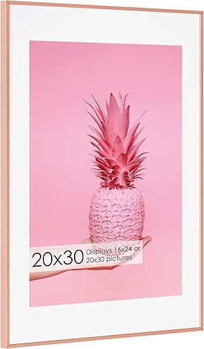 Miniatura 524 de Fun Memories Portarretratos de metal de 16 x 20 pulgadas con paspartú de 11 x 14 pulgadas, acabado de aluminio cepillado, parte delantera de vidrio