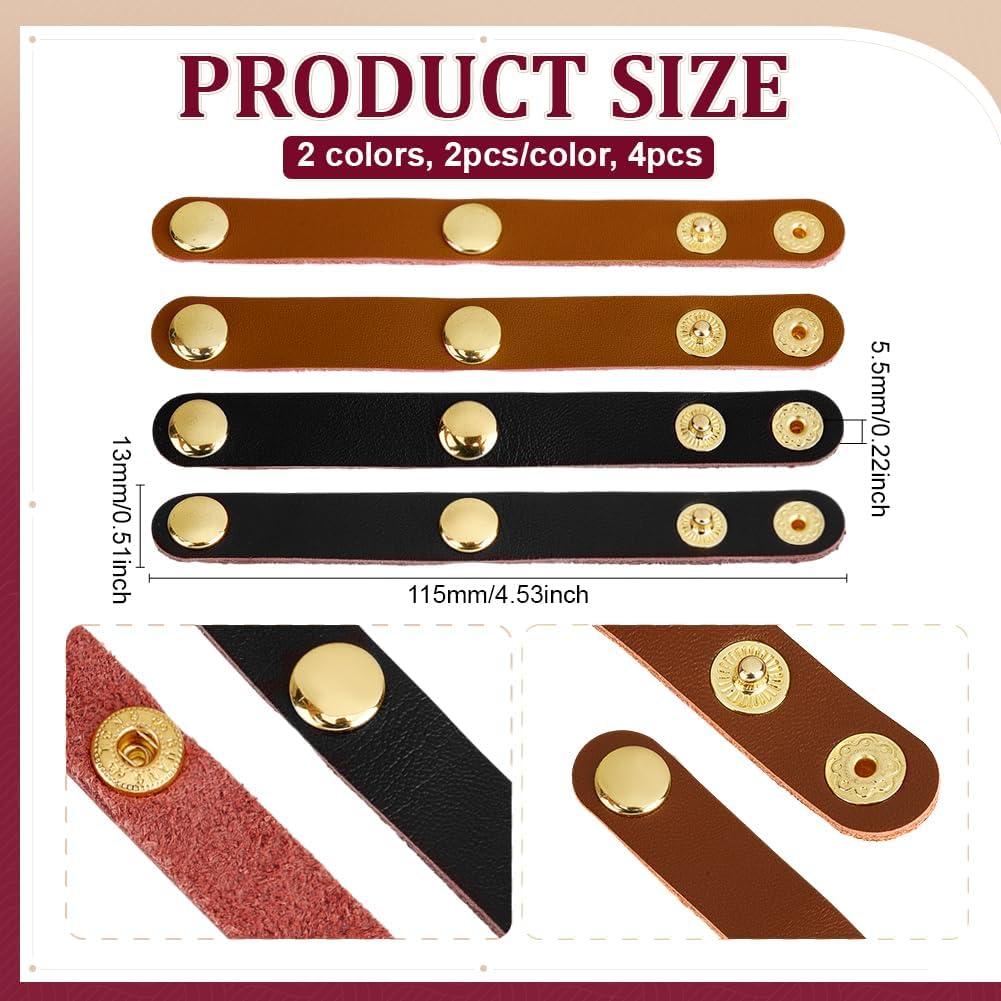 PH PandaHall 4Pcs Leather Purse Shortener Adjustable Buckles 4.5 inch