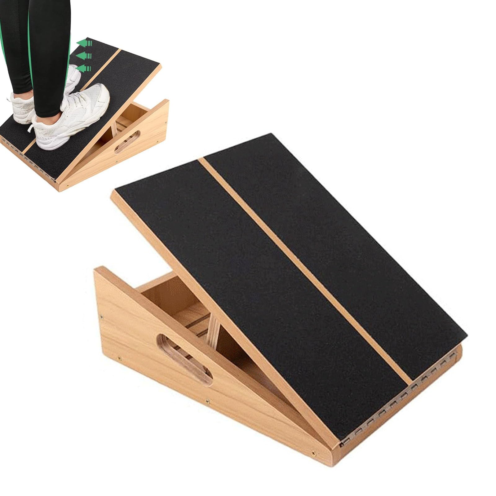 Placa Inclinada Portátil de Madera, Tabla Inclinada de Madera para Estiramientos de Gemelos Pantorrillas y Tobillos 40.7 * 31.7cm 5 Ajustes de ángulo Superficie Antideslizante