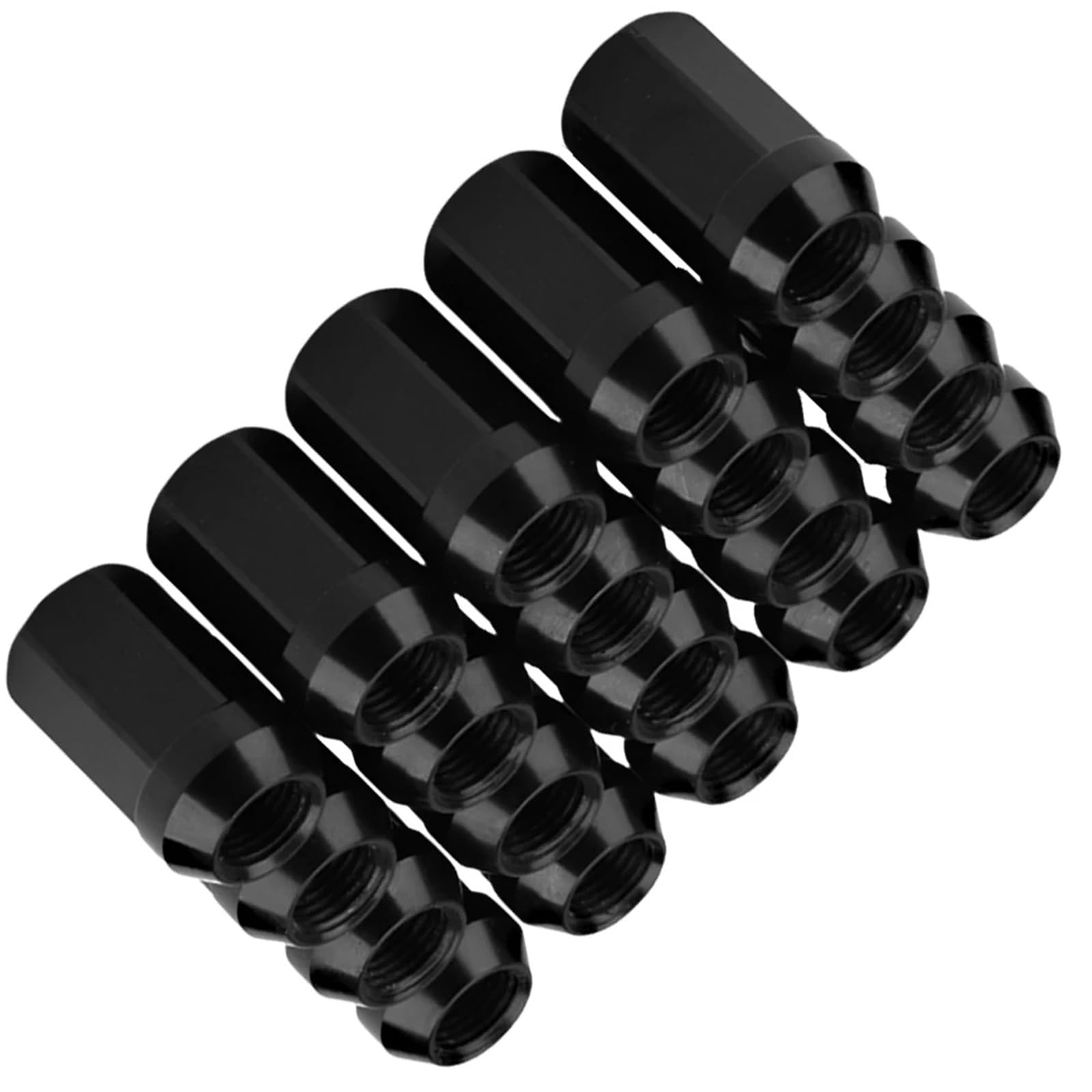 Kompatibel Mit Hyundai 20 Stück Radmuttern M12 x 1,5, Radmuttern, Sechskant, 19 mm, geschlossenes Ende, Kegelbasis, Autozubehör Auto Felgenschrauben(Black)