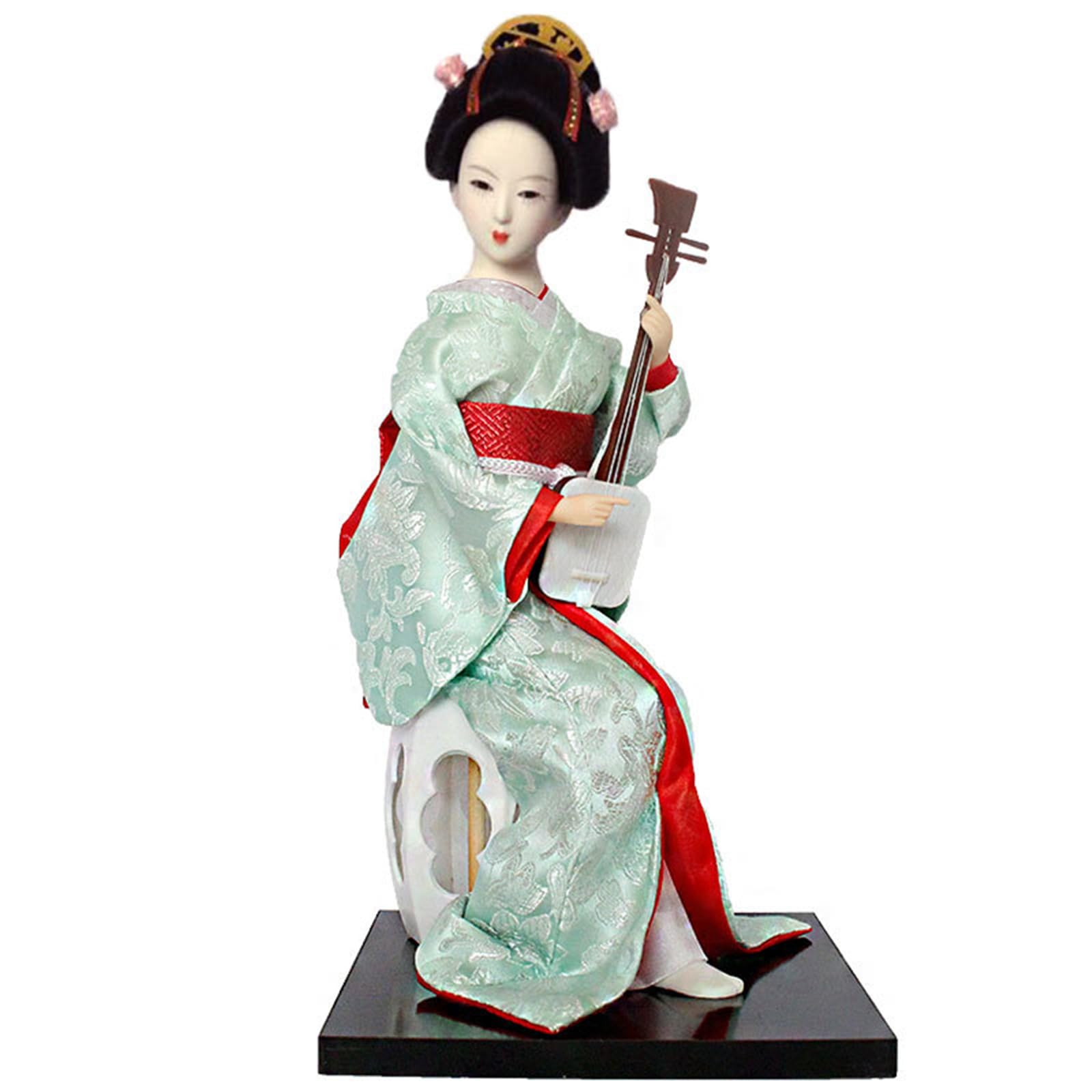 Ldabrye 12Inch Japanese Geisha Figure Kimono Figurine With Embroidery Clothing For Unique Home Display Cultural Present