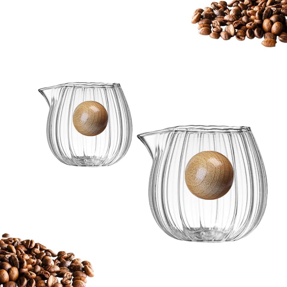 2 Pcs Small Glass Creamer Pitcher, Single Eagle Beak Infusion Port 60,100ML for Coffee,Milk,Honey,Tea
