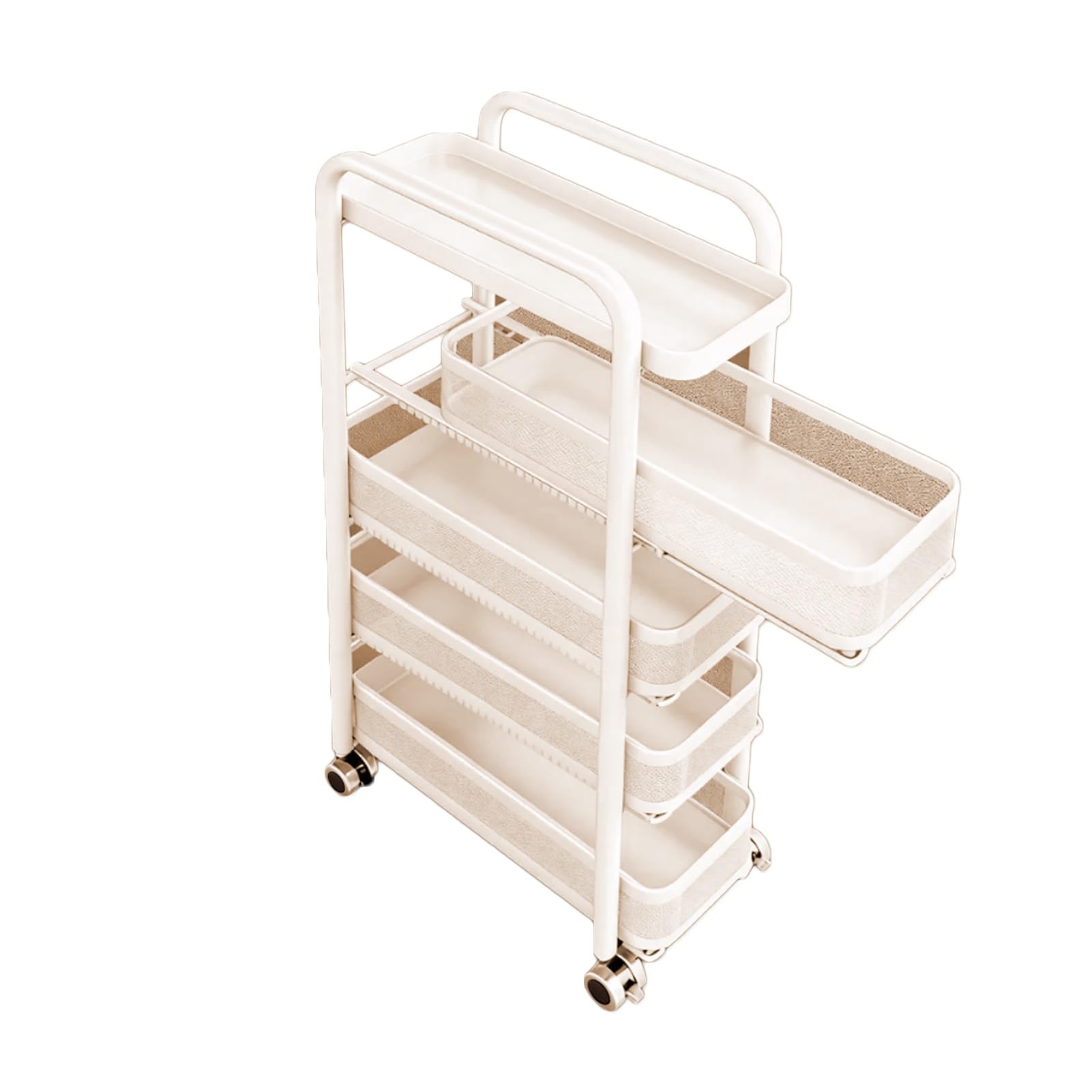 Carrito delgado de 5 niveles, enrollable estrecho con cajones para baño y lavandería, estante para espacios pequeños, 23 x 40 x 107 cm, color 1