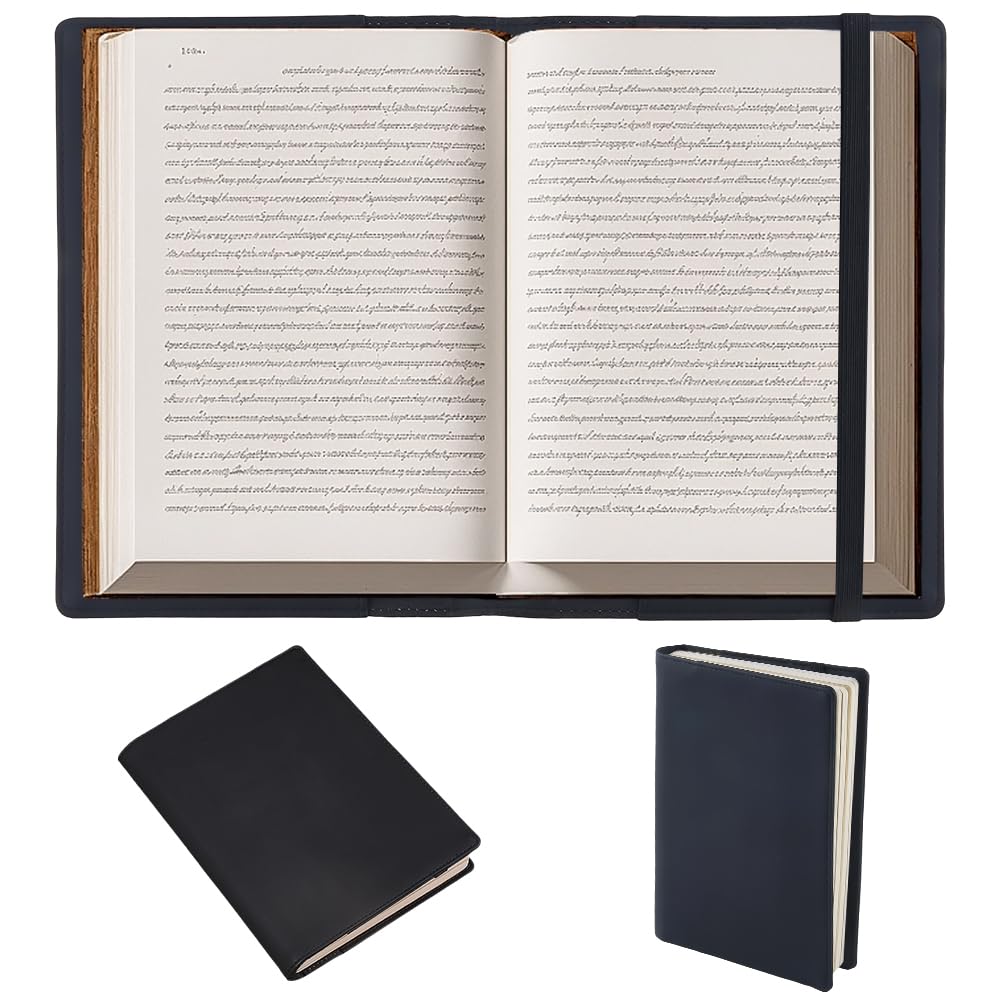 CRASPIRE A5 Leather Book Sleeve with Card Slots Waterproof Notebook Cover Black PU Envelope Folder Business Briefcase Reusable Leather Portfolio Organizer for Book Lover Classmate Gifts