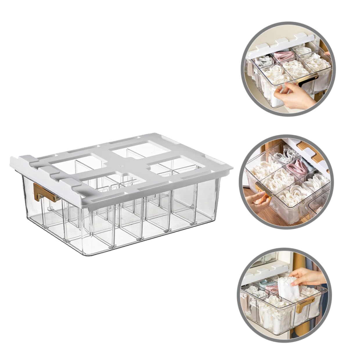 CHILDWEET Caja De Almacenamiento Multiuso Para Ropa Interior y Calcetines Organizador Transparente De Cajón Compartimentos Para Armarios y Organización Casa