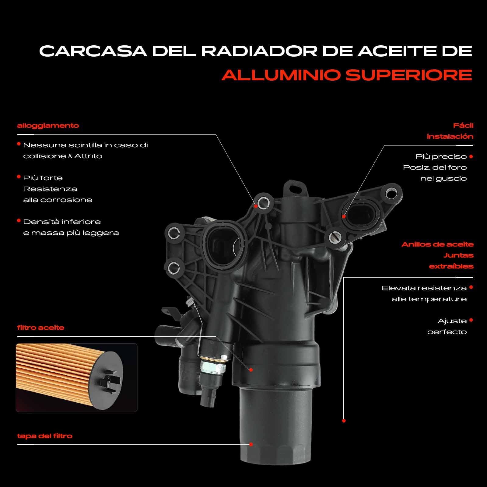 Frankberg Filtro dell'olio Radiatore dell'olio Compatibile con Qashqai II J11 1.5 dCi NV250 X61 dCi 115 95 213058627R 2130500Q0C