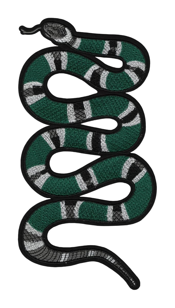 Snake (Green) Reptiles Applique Embroidered Sew-on Patch ; Size: 28cm x 14cm for Jackets, Bags, T-Shirts, Jeans, Outdoor Clothing ; Imported from Malaysia (1 Piece). (Code: XL-29)