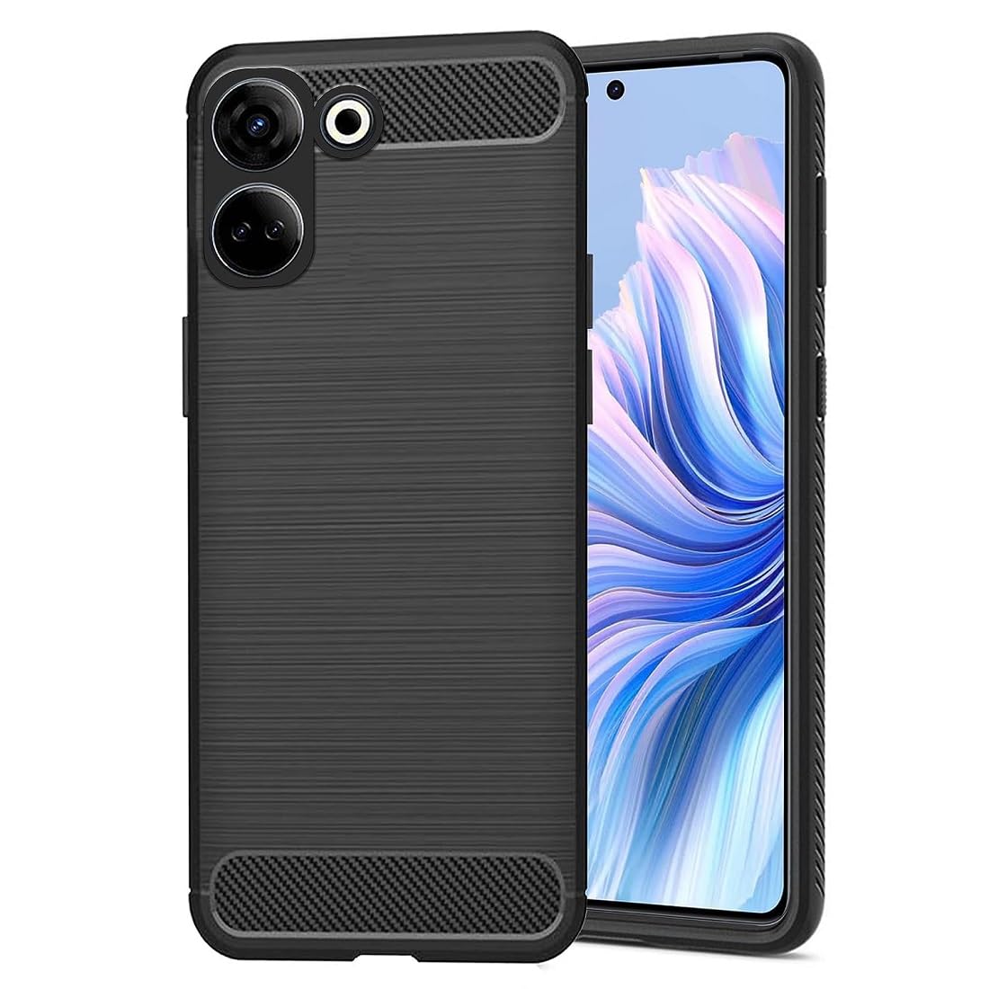 Case Silicone Rubber Hybrid Case Case Back Cover for Tecno CK6 / Camon 20 - Black-image-5