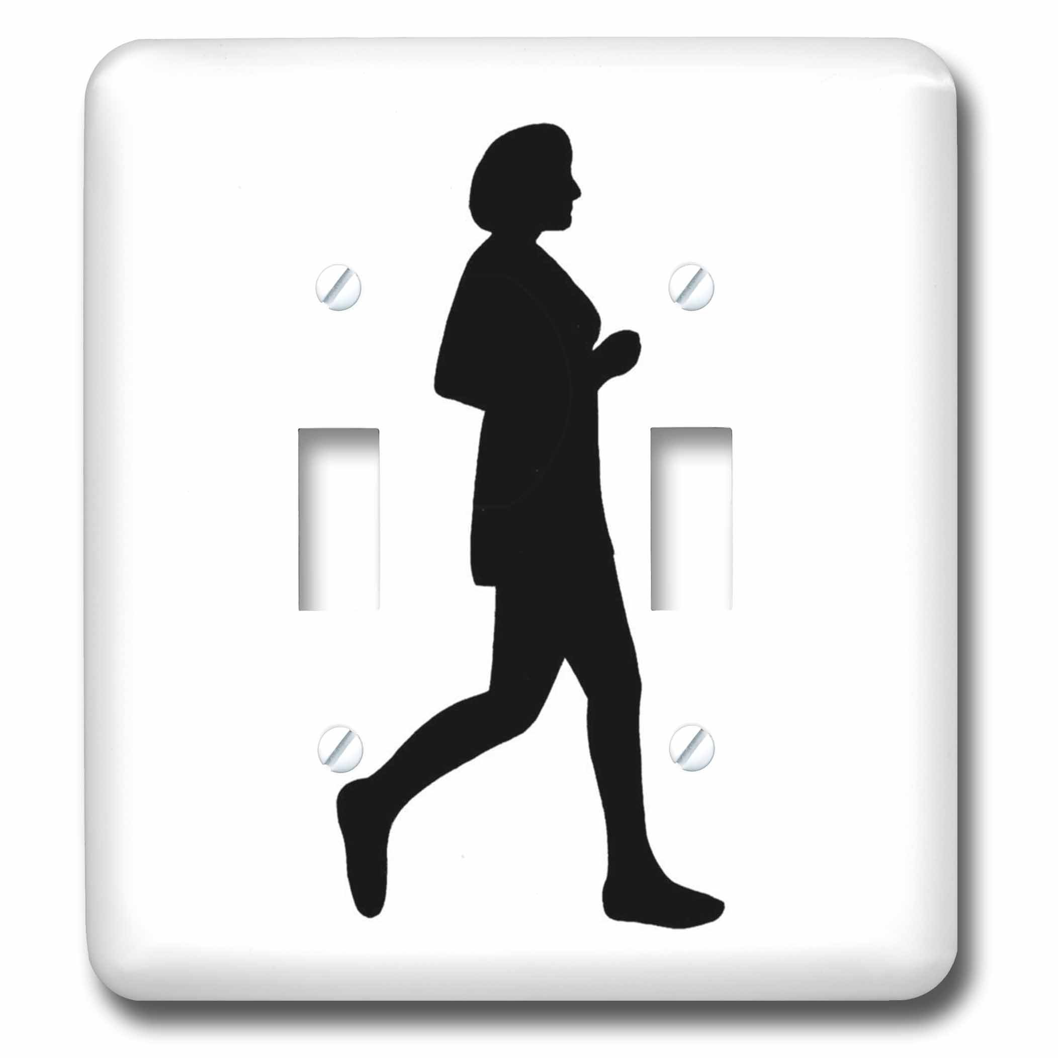 Double interrupteur à bascule imprimé silhouette femme coureur noir