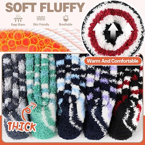 Image of Fuzzy Socks Fluffy Thick Warm Winter Soft Cozy Plush Sleep Home Fleece Cabin Soft House Socks for Women Men