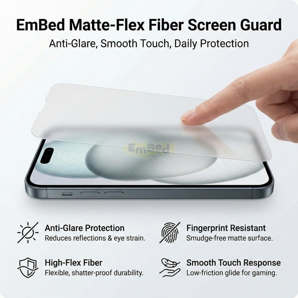Embed Matte Fiber Screen Guard for Samsung Galaxy S24 | Anti-Glare, Smooth Touch, Scratch Resistant, Bubble Free, with Installation Kit — Amazon image 2