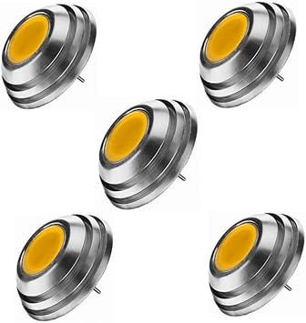 G4 LED Bulbs, UFO Shape LED Bulb,G4 Bi-Pin Base, 2W COB,20W Halogen Bulb Equivalent, DC 12V, 5-pact Color Warm white