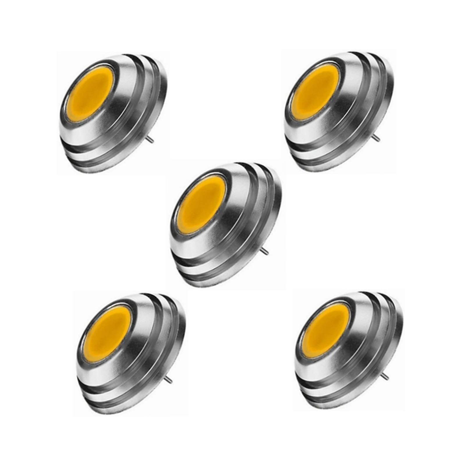 WELSUN G4 LED Bulbs, UFO Shape LED Bulb,G4 Bi-Pin Base, 2W COB,20W Halogen Bulb Equivalent, DC 12V, 5-pact (Color : Cool white)